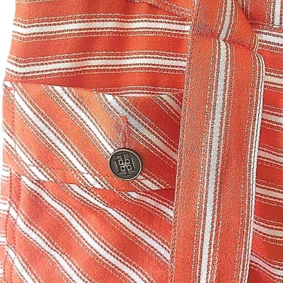 Tommy Hilfiger Orange And White Striped Button-Down Skirt size 10 - Picture 3 of 5